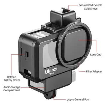 Pentru Ulanzi G9-4 Usoare Cușcă pentru Gopro Hero 9 Black Dual Rece Pantof Acoperire Camera pentru Microfon LED Cu Filtru Adaptor