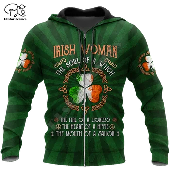 PLstar Cosmos 3DPrint Irlanda Trifoi Irlandez St. Patrick Amuzant Bărbați/Femei Harajuku Streetwear Hanorace/Zip Hanorac/Bluza/c20