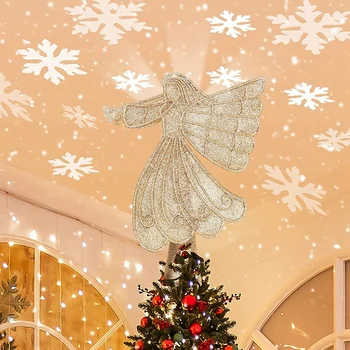 Pomul de crăciun de Top Decorat cu Angel cu Rotirea Fulg de nea LED Plug SUA