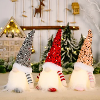 Produs Nou Decor De Crăciun De Crăciun Paiete Cu Lumini Rudolph Păpușă De Crăciun Stralucitoare Fără Chip De Păpușă Ornamente