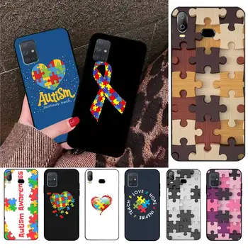Puzzle Conștientizării Autismului Pictat Caz De Telefon Pentru Samsung Galaxy A01 A11 A31 A81 A10 A20 A30 A40 A50 A70 A80 A71 A91 A51