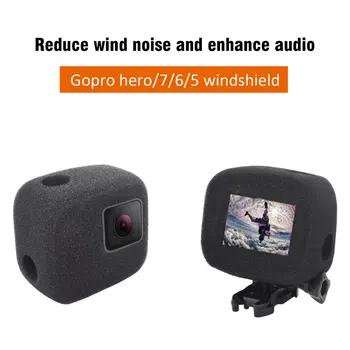 Vant Spuma de Reducere a Zgomotului Caz Acoperire Pentru Gopro Hero 7 6 5 Spumă Windscreen2018 Negru Camera Burete proteja